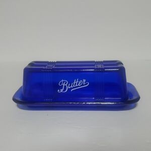 Blue Glass Butter Dish